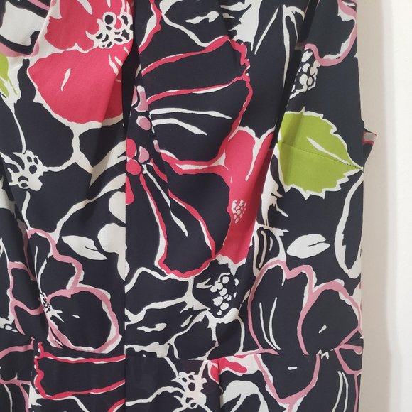 Pretty Navy Pinks & Green Floral Dress by Banana Republic Size 10 - Picture 6 of 9